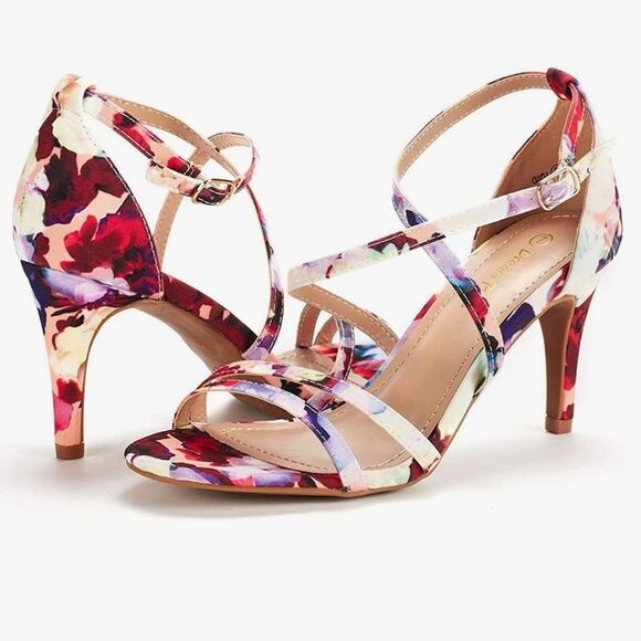 🩵NWOB Dream Pairs Gigi Floral Strappy Heels Size 7.5 - Picture 3 of 15